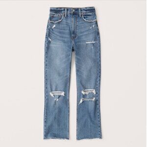 Abercrombie Ultra High Rise Ankle Straight Curve LoveJeans in Medium Ripped Wash